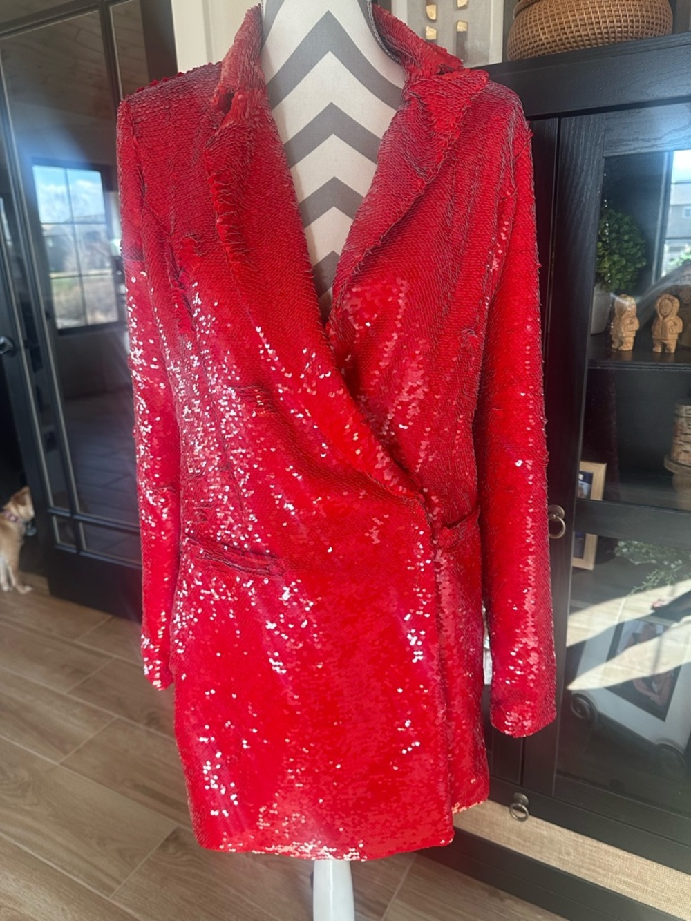 h:ours Trixy Show Stopping!  Sequin Blazer Dress in Red Gaga from REVOLVE. SZ S - Picture 4 of 10